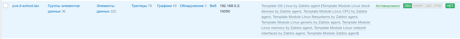 Подключение узла CentOS в Zabbix