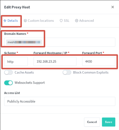 Создание нового прокси-хоста в Nginx Proxy Manager
