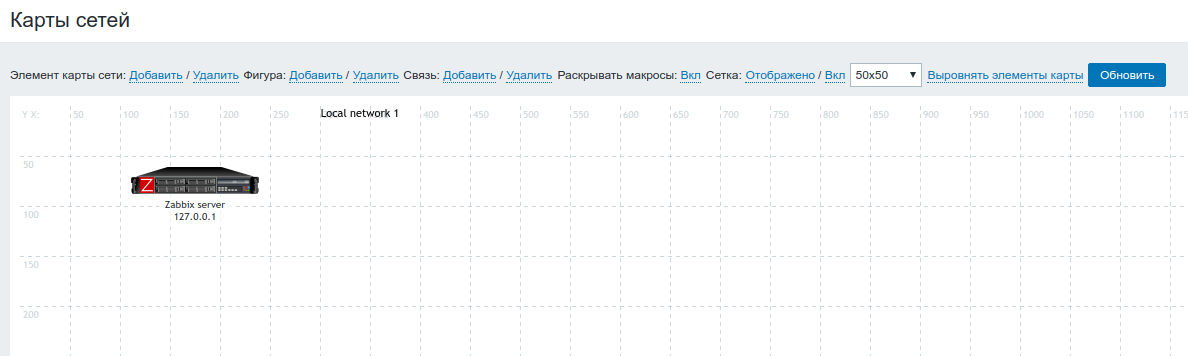 Редактор карты сети в Zabbix
