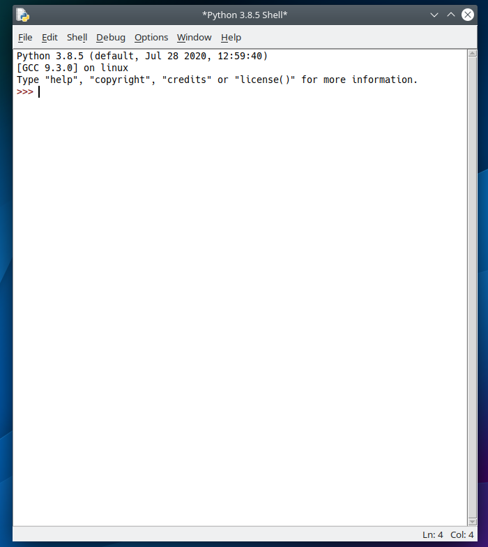 Запуск Python IDLE в KDE Neon